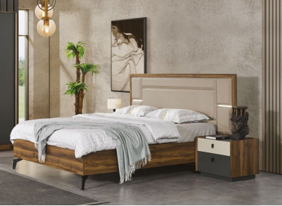 Schlafzimmer Set Bett Nachttisch 3 tlg Design Möbel Betten Luxus Komplett
